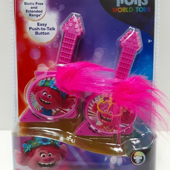 New Trolls World Tour Walkie Talkies Static Free Extended Range Easy Push - Picture 2 of 4